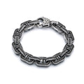 2020 |M| 316 Stainless Steel Antique Silver-Tone Anchor Link Chain Bracelet | 9 in