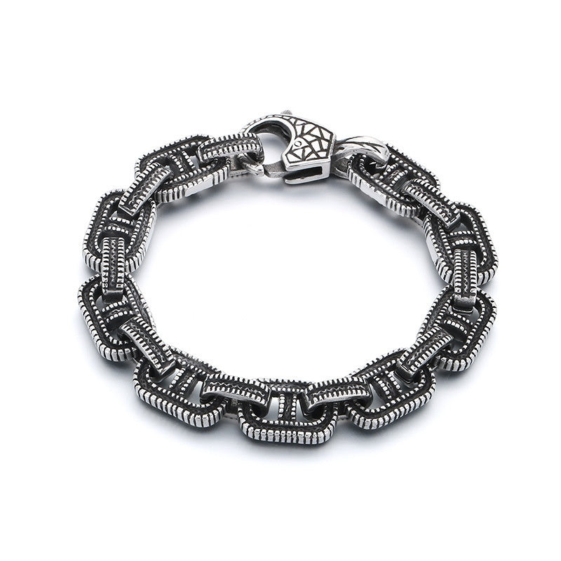 2020 |M| 316 Stainless Steel Antique Silver-Tone Anchor Link Chain Bracelet | 9 in