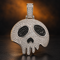 1001 HQ Iced Broken Skull CZ Pendant – Silver Plated Bass