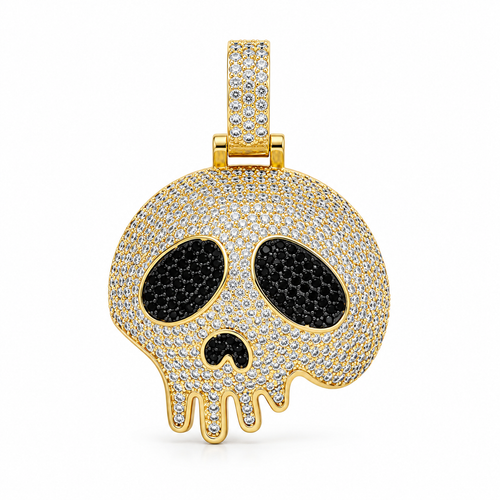 Iced Skull CZ Pendant – Gold Plated – image 1