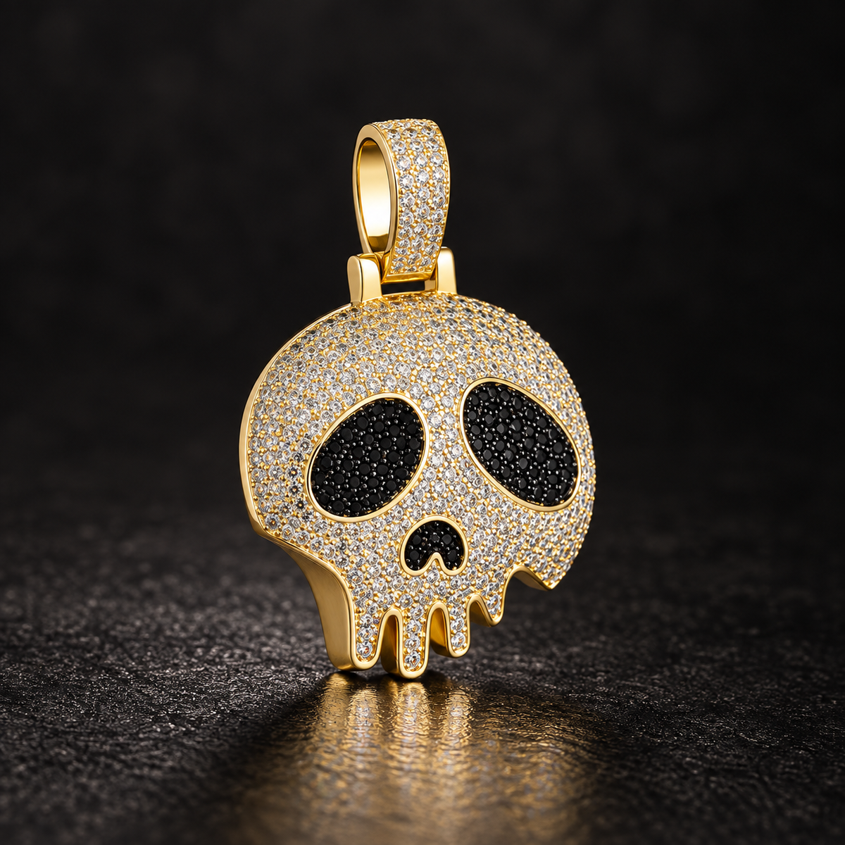 Iced Skull CZ Pendant – Gold Plated – image 3