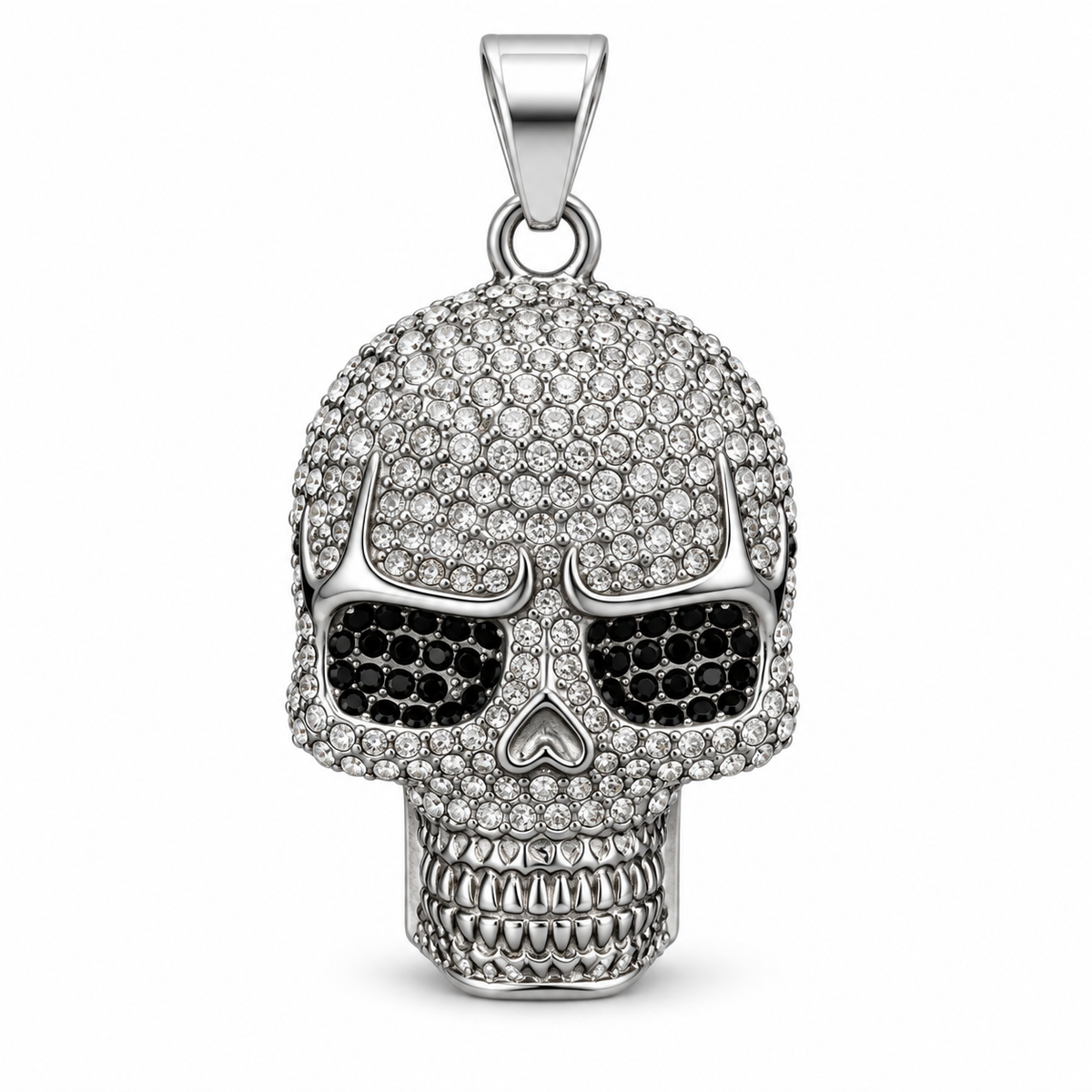 Iced Skull CZ Pendant – Silver Plated 316L – image 1