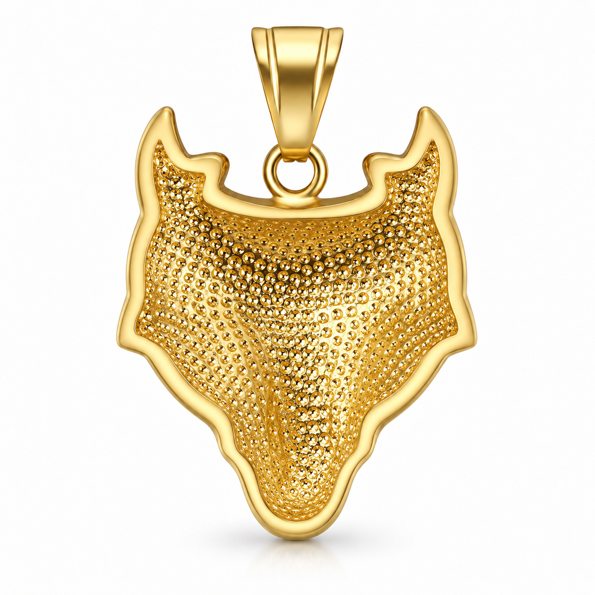 Iced Viking Wolf CZ Pendant – Gold Plated 316L – image 2