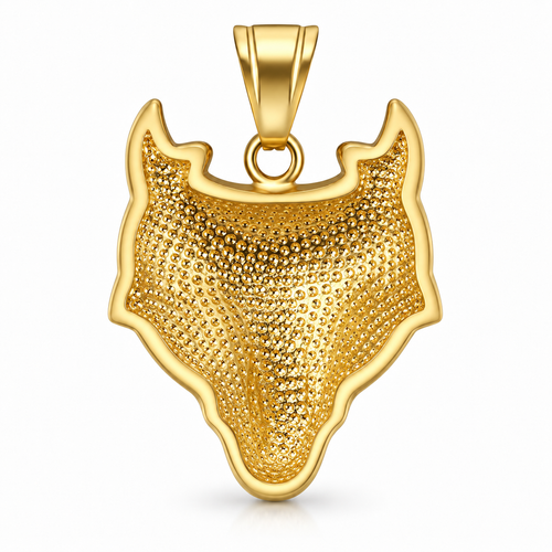 Iced Viking Wolf CZ Pendant – Gold Plated 316L – image 2