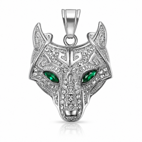 Viking Wolf Head 316L Pendant – Silver Plated – image 1