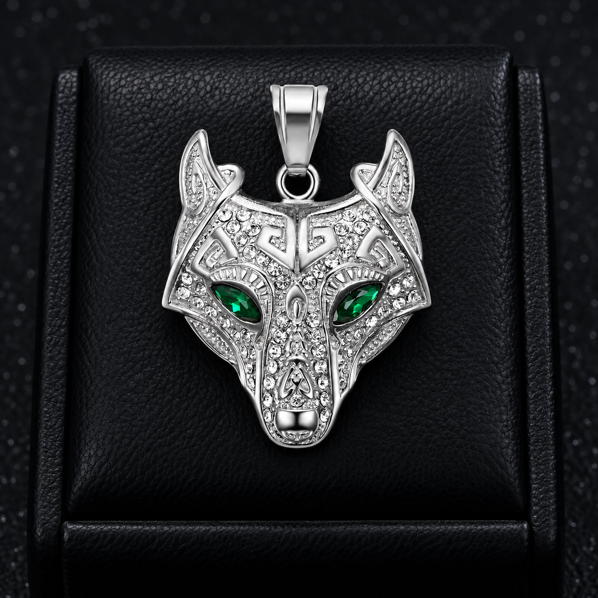 Viking Wolf Head 316L Pendant – Silver Plated – image 2