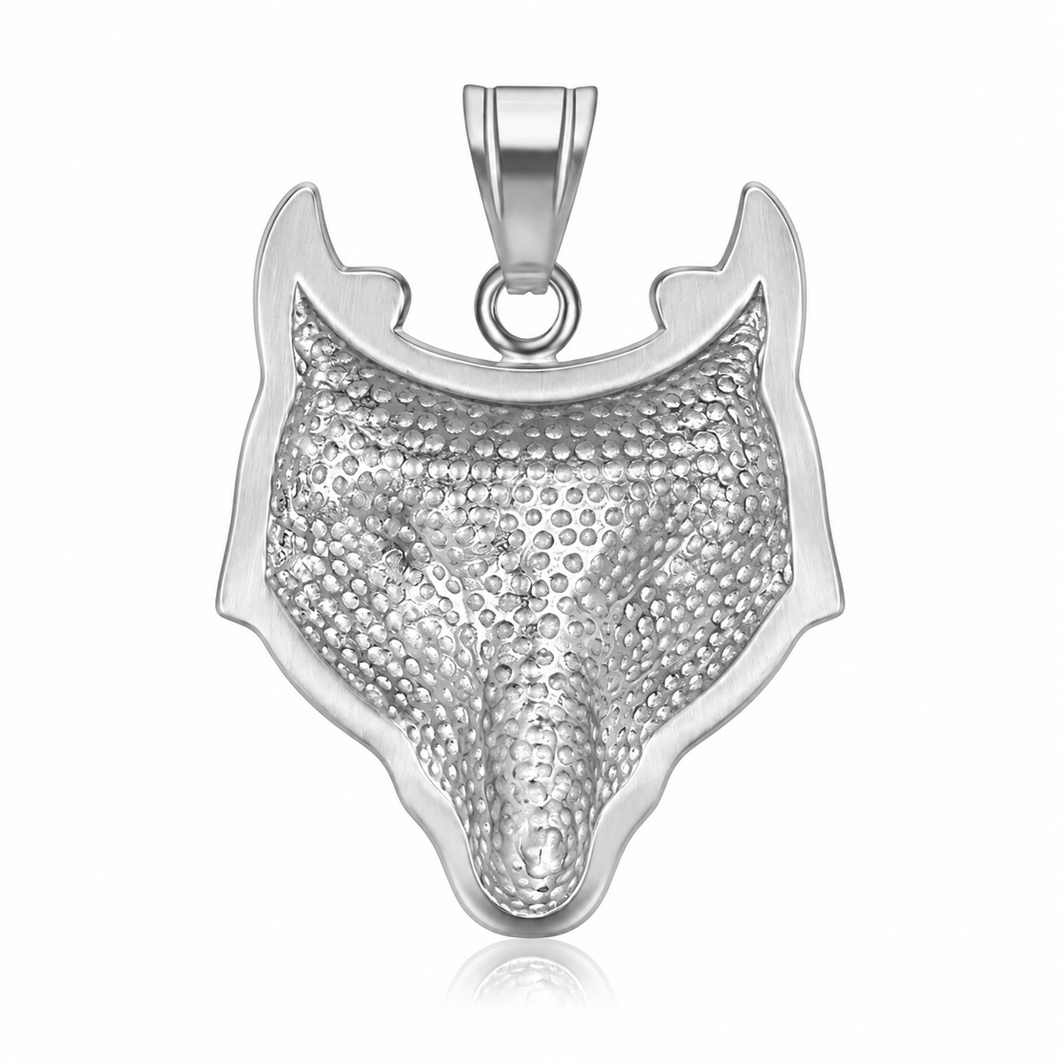 Viking Wolf Head 316L Pendant – Silver Plated – image 3