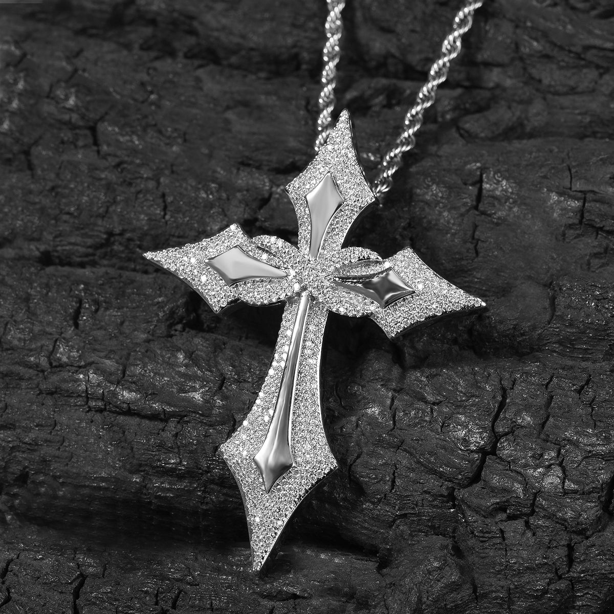 1031 HQ Large Iced-Out Crucifix Cross Brass Pendant