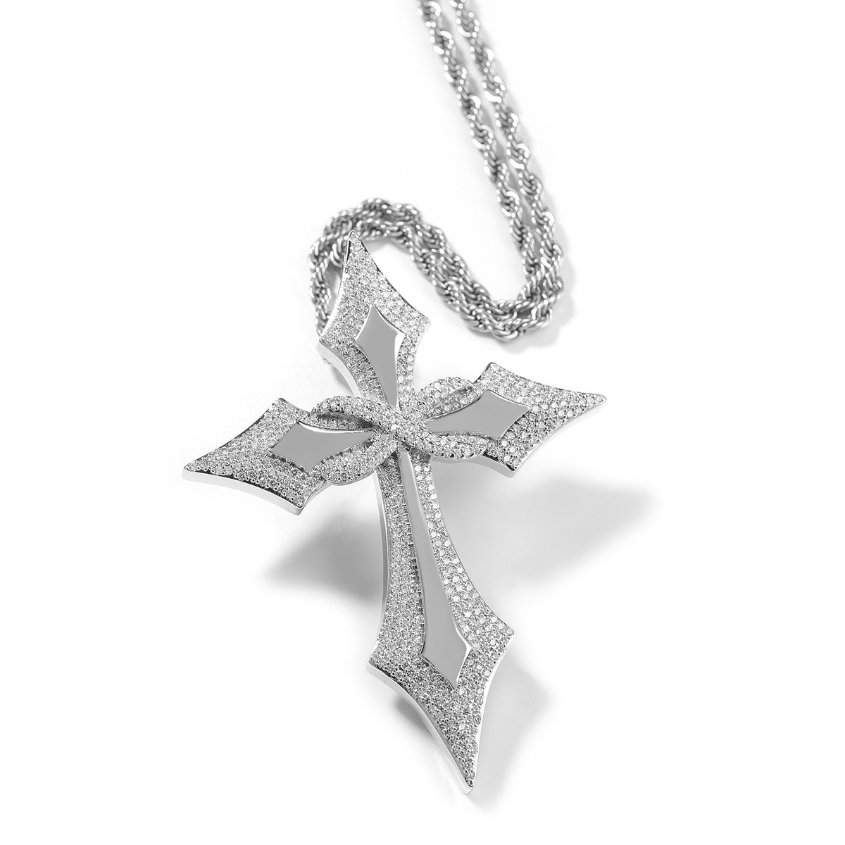 1031 HQ Large Iced-Out Crucifix Cross Brass Pendant