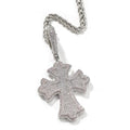 1032 HQ Iced Gothic Cross CZ Pendant – Silver Plated Brass