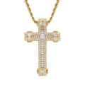1037 HQ Iced Cross 3A CZ Pendant – 18K Gold Plated Brass