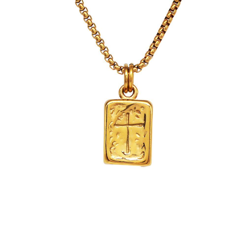 1040 Bible Book Cross Pendant – Gold-Plated Stainless Steel
