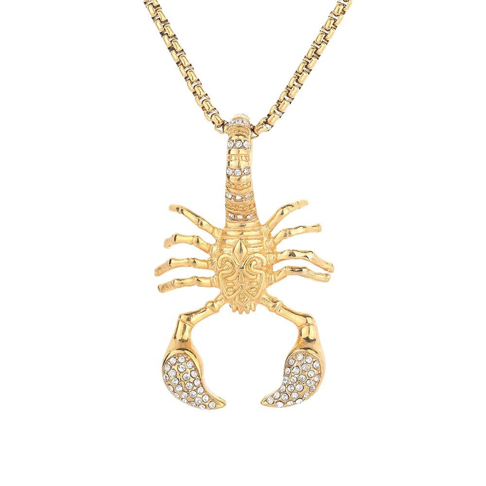 1041 Scorpion Rhinestone Pendant – Gold-Plated Stainless Steel