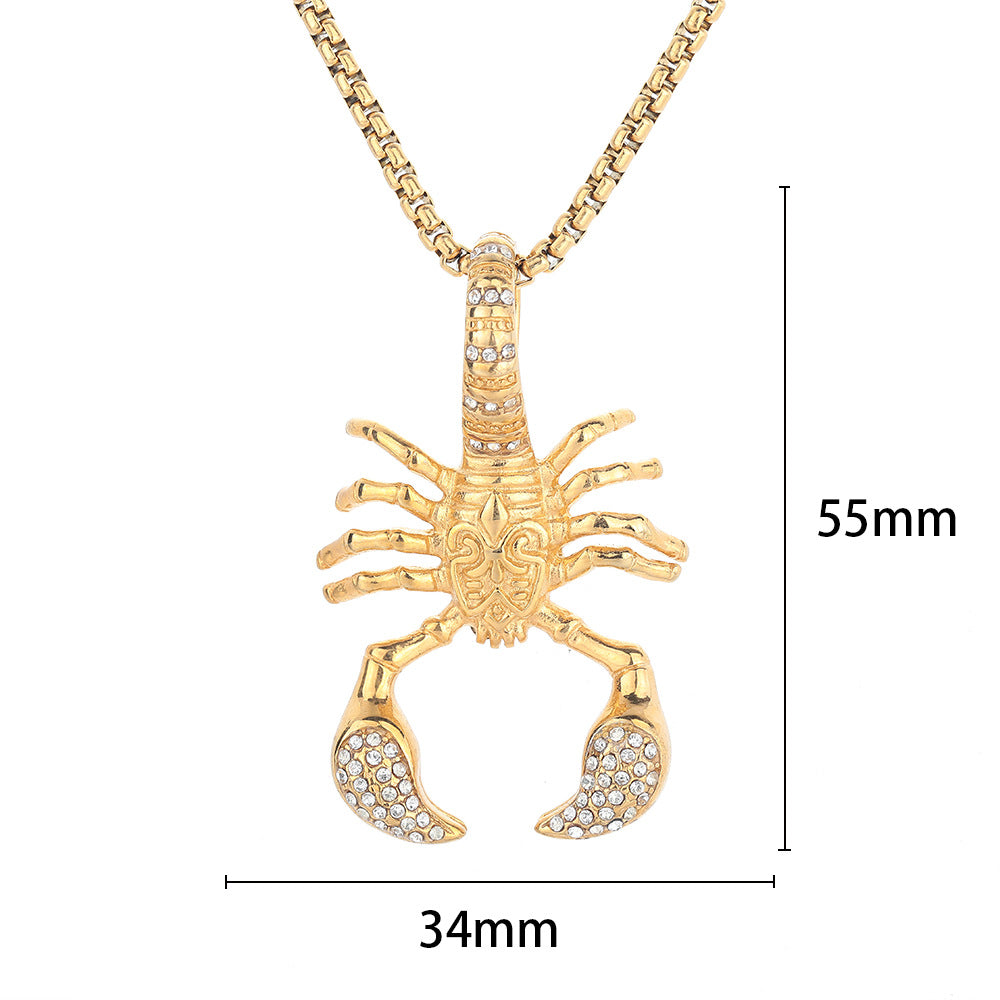 1041 Scorpion Rhinestone Pendant – Gold-Plated Stainless Steel