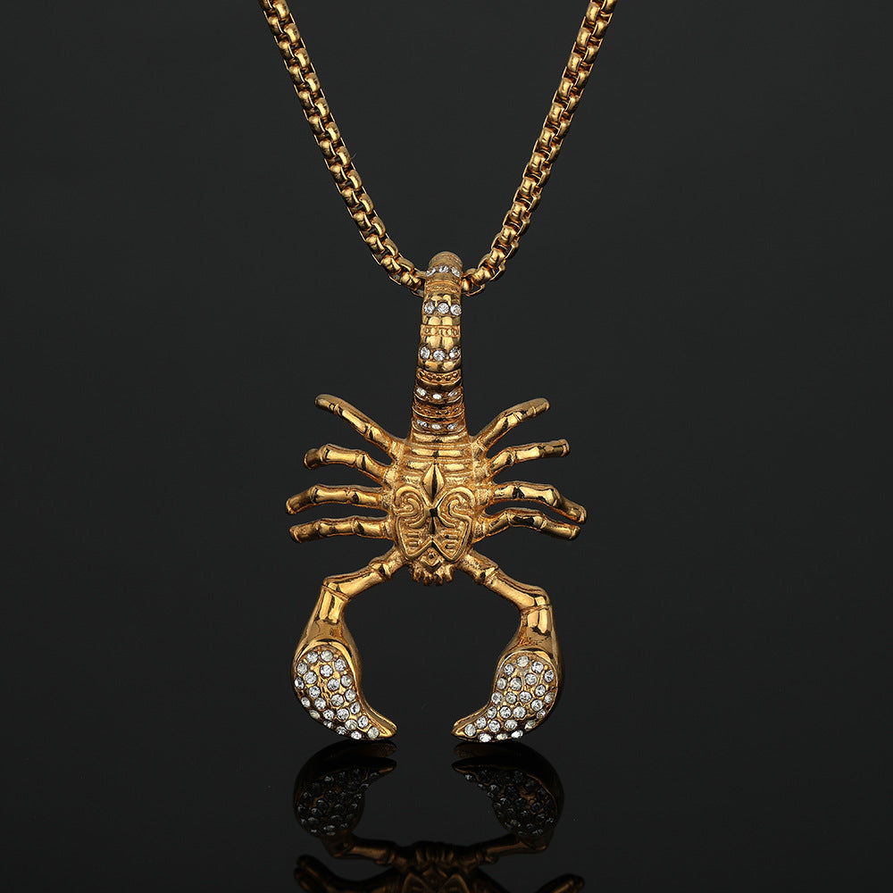 1041 Scorpion Rhinestone Pendant – Gold-Plated Stainless Steel