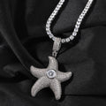 1044 Iced Starfish CZ Pendant  – Silver-Plated Brass