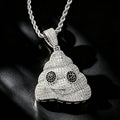 1051 HQ Iced Poop Emoji 5A CZ Pendant – Silver-Plated Brass