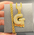 1058 HQ Iced Letter G CZ Pendant – Gold-Plated Brass