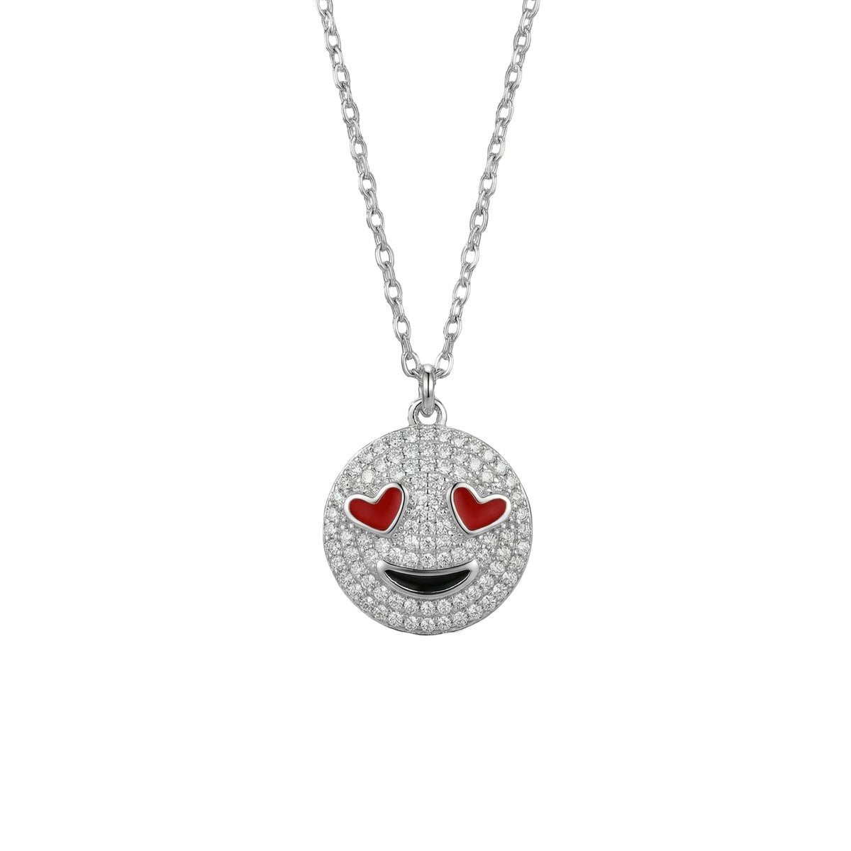 1060 Small Heart-Eyes Smiley CZ Pendant – 925 Silver