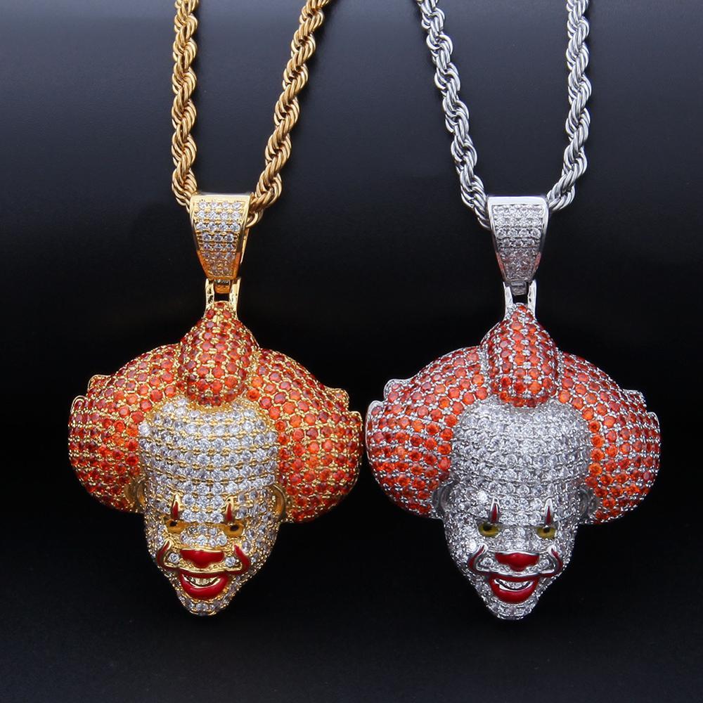 1062 HQ Creepy Clown 3A CZ Stone Pendant – Silver-Plated Brass