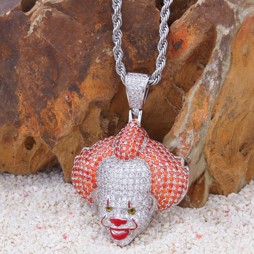 1062 HQ Creepy Clown 3A CZ Stone Pendant – Silver-Plated Brass