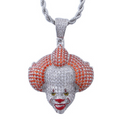 1062 HQ Creepy Clown 3A CZ Stone Pendant – Silver-Plated Brass