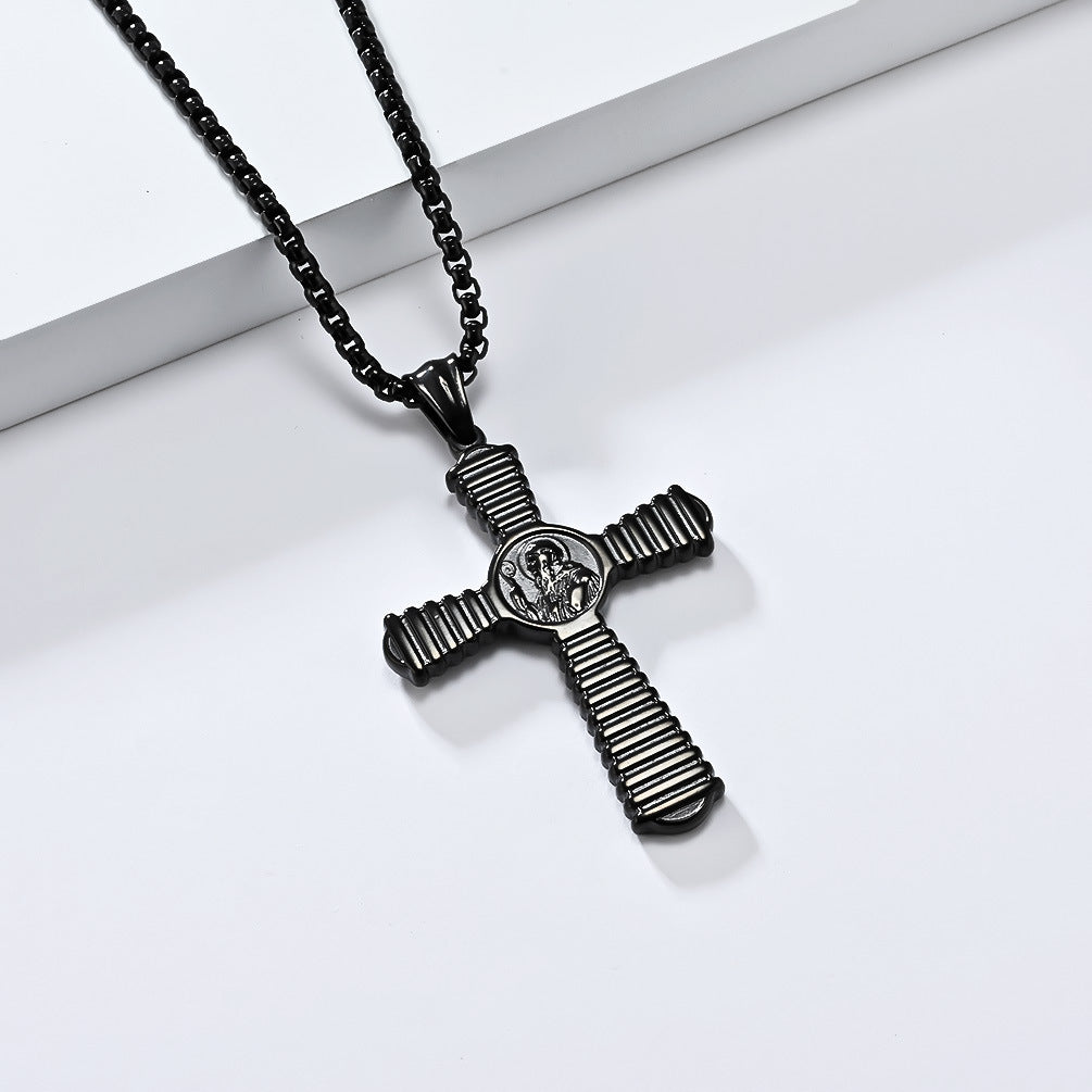 1105 Black Saint Benedict Cross Pendant – Stainless Steel
