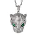 1108 Silver-Plated Brass Iced Leopard Head Pendant