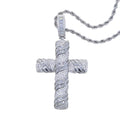 1114 |O| Silver-Plated Brass Iced Out CZ Twisted Cross Pendant