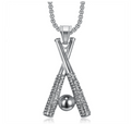 1117 Silver Tone Stainless Steel Baseball Bat Pendant