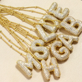 1118 14K Gold-Plated Brass Iced Bubble Letter N Pendant
