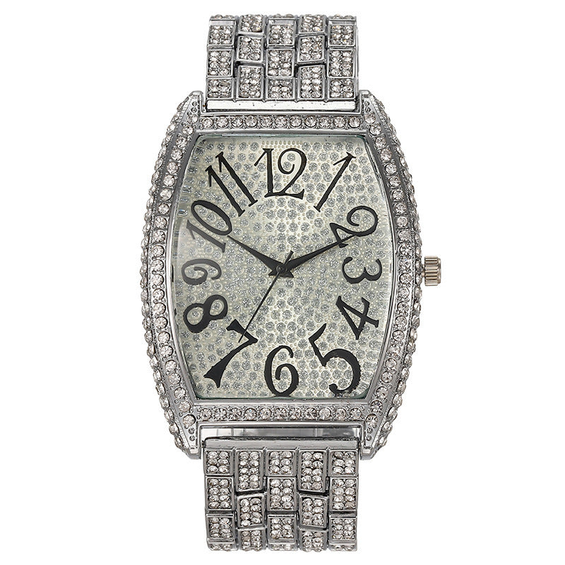 1123 Silver-Color Alloy Iced Out Quartz Watch