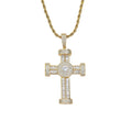 1134 |O| Gold-Plated Brass Iced Out CZ Cross Pendant