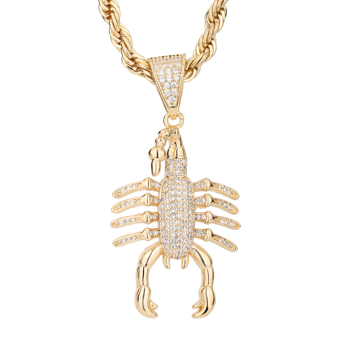 1153 |O| Brass Iced Out CZ Scorpion Pendant | 14K Gold-Plated