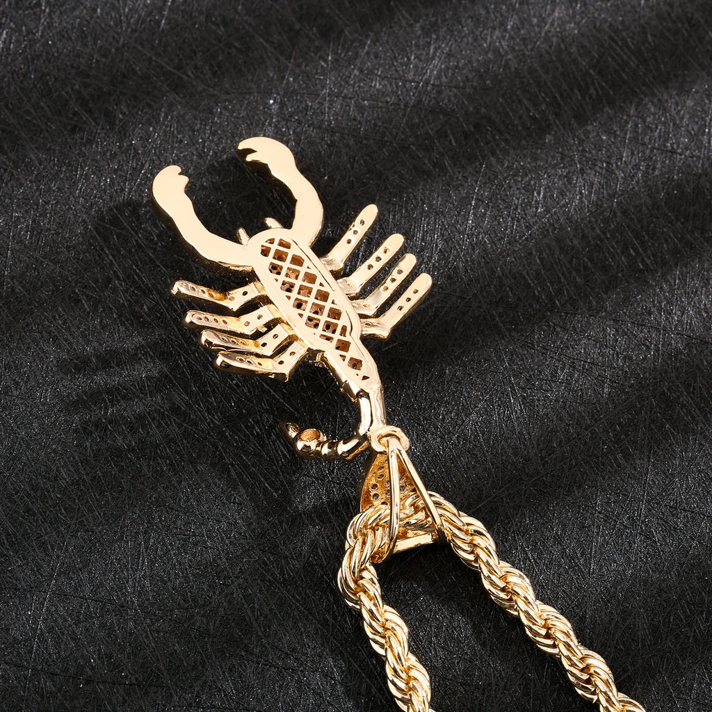1153 |O| Brass Iced Out CZ Scorpion Pendant | 14K Gold-Plated