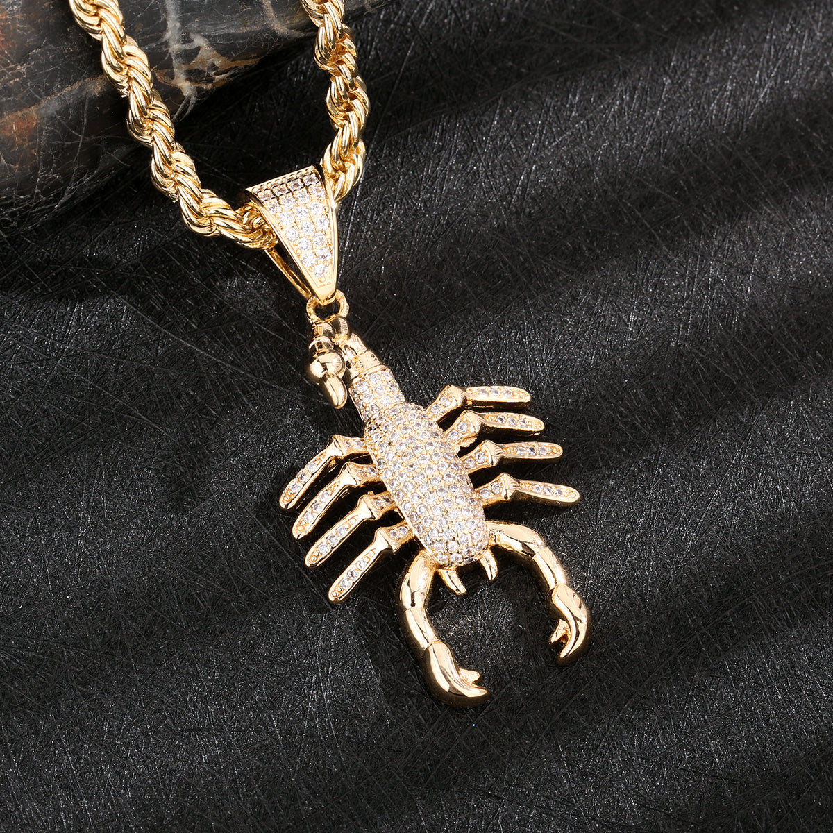 1153 |O| Brass Iced Out CZ Scorpion Pendant | 14K Gold-Plated