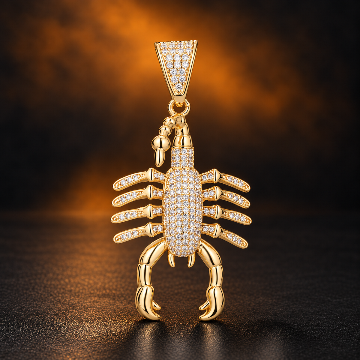 1153 |O| Brass Iced Out CZ Scorpion Pendant | 14K Gold-Plated