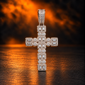 1162 |O| Brass Iced Out CZ Zodiac Cross Pendant | Silver-Plated
