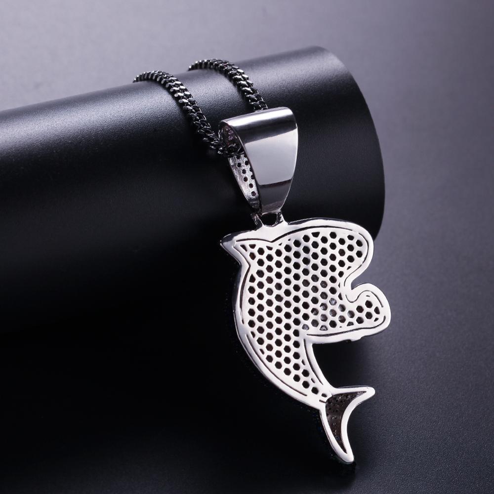 1167 |O| Brass Iced Out CZ Boxing Gloves Shark Pendant | Silver-Tone