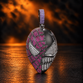 1173 |O| Black-Plated Brass Iced Out CZ Split Spider & Venom Mask Pendant