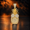 1174 |O| 14K Gold-Plated Brass Iced Out CZ Sunglasses Pineapple Pendant
