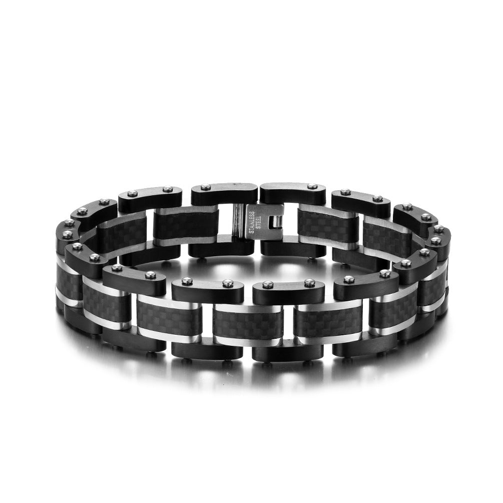 2001 |M| Stainless Steel & Carbon Fiber Link Bracelet