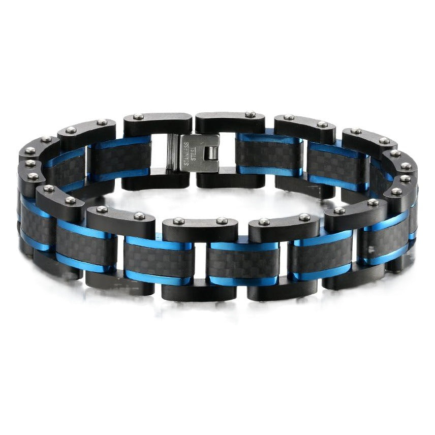2001 |M| Stainless Steel & Carbon Fiber Link Bracelet