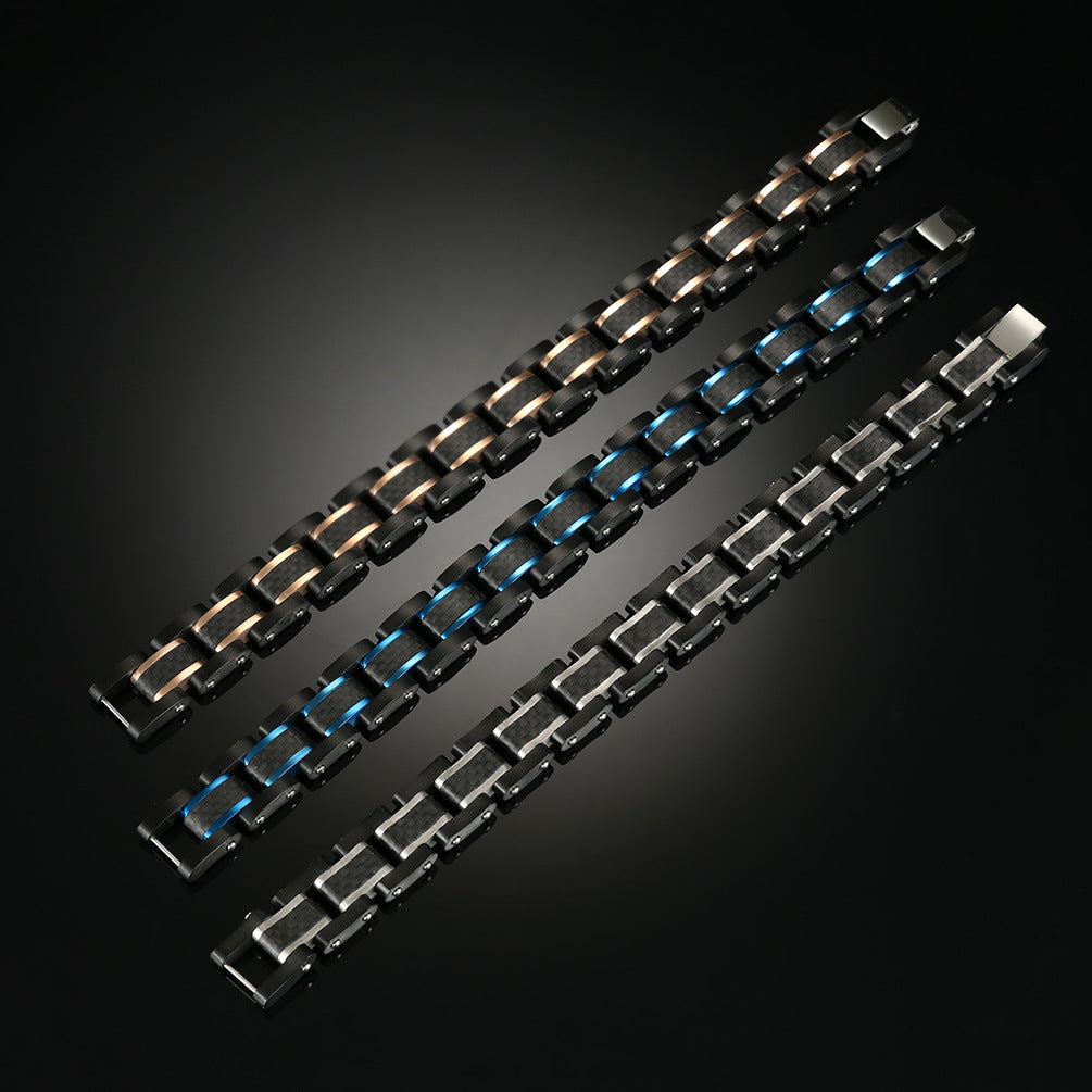 2001 |M| Stainless Steel & Carbon Fiber Link Bracelet