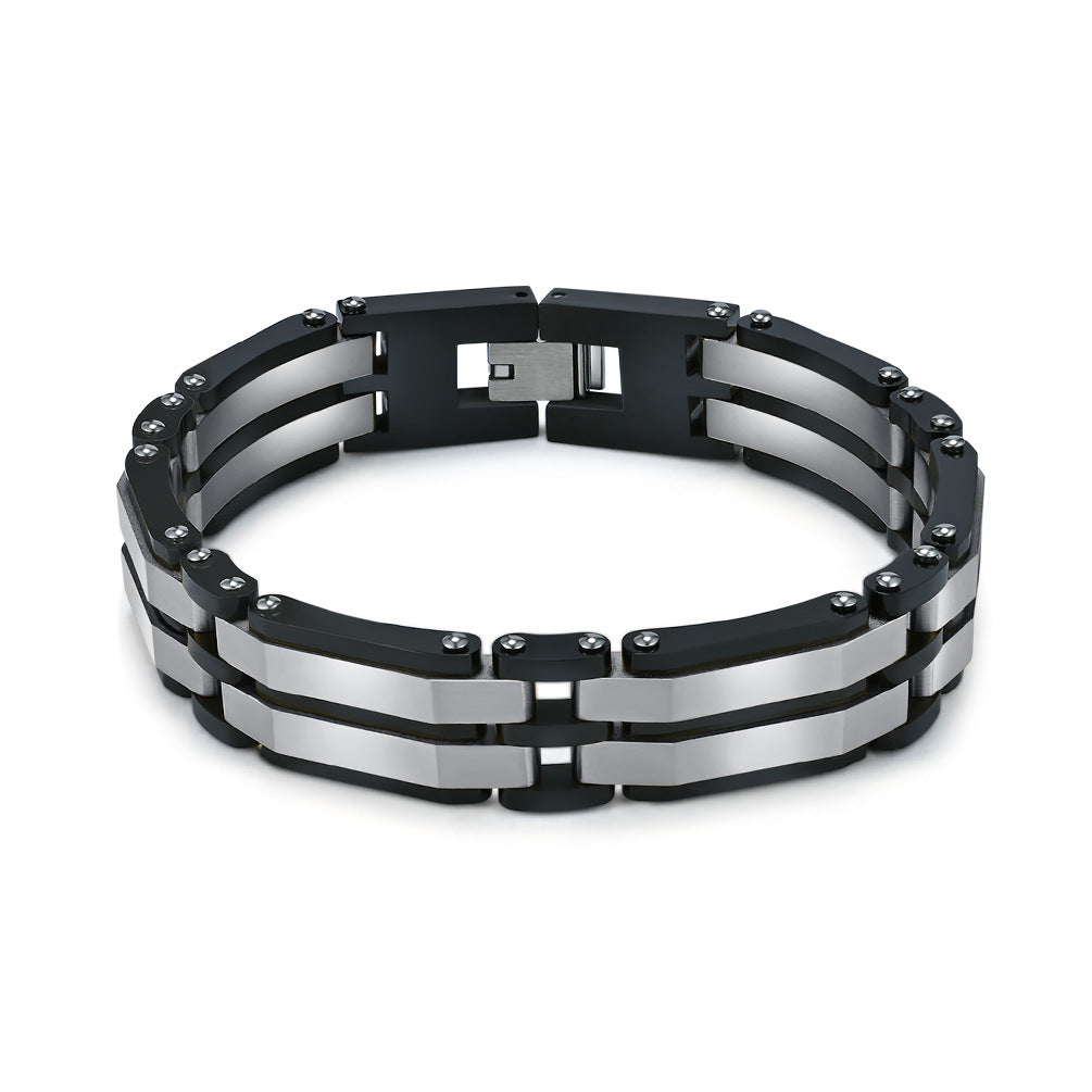 2002 |M| 6-Layer Two-Tone Stainless Steel Bracelet