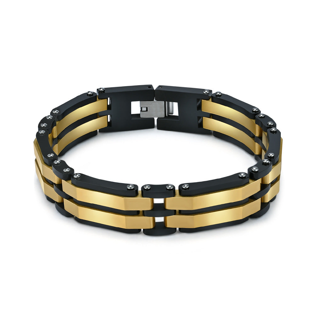 2002 |M| 6-Layer Two-Tone Stainless Steel Bracelet