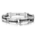 2003 |M| Multi-Row Two-tone Stainless Steel Geometric Bracelet