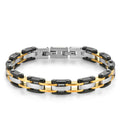 2010 |M| 316 Stainless Steel Three-Tone Geometric Link Bracelet | 8.5 in