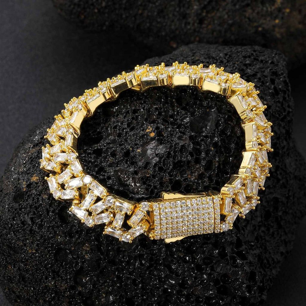 2013 |H| Gold-Plated Brass Bracelet with 5A+CZ Stones | 8 in