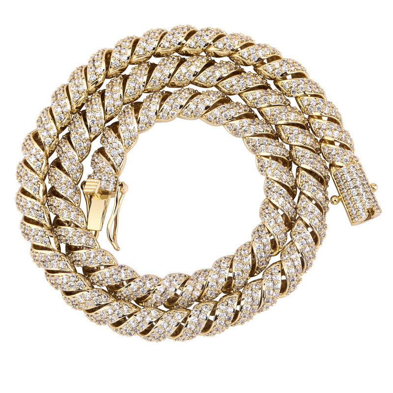 2015 |H| Brass 3A+CZ Twist Chain Bracelet | Gold-Plated or Silver-Plated